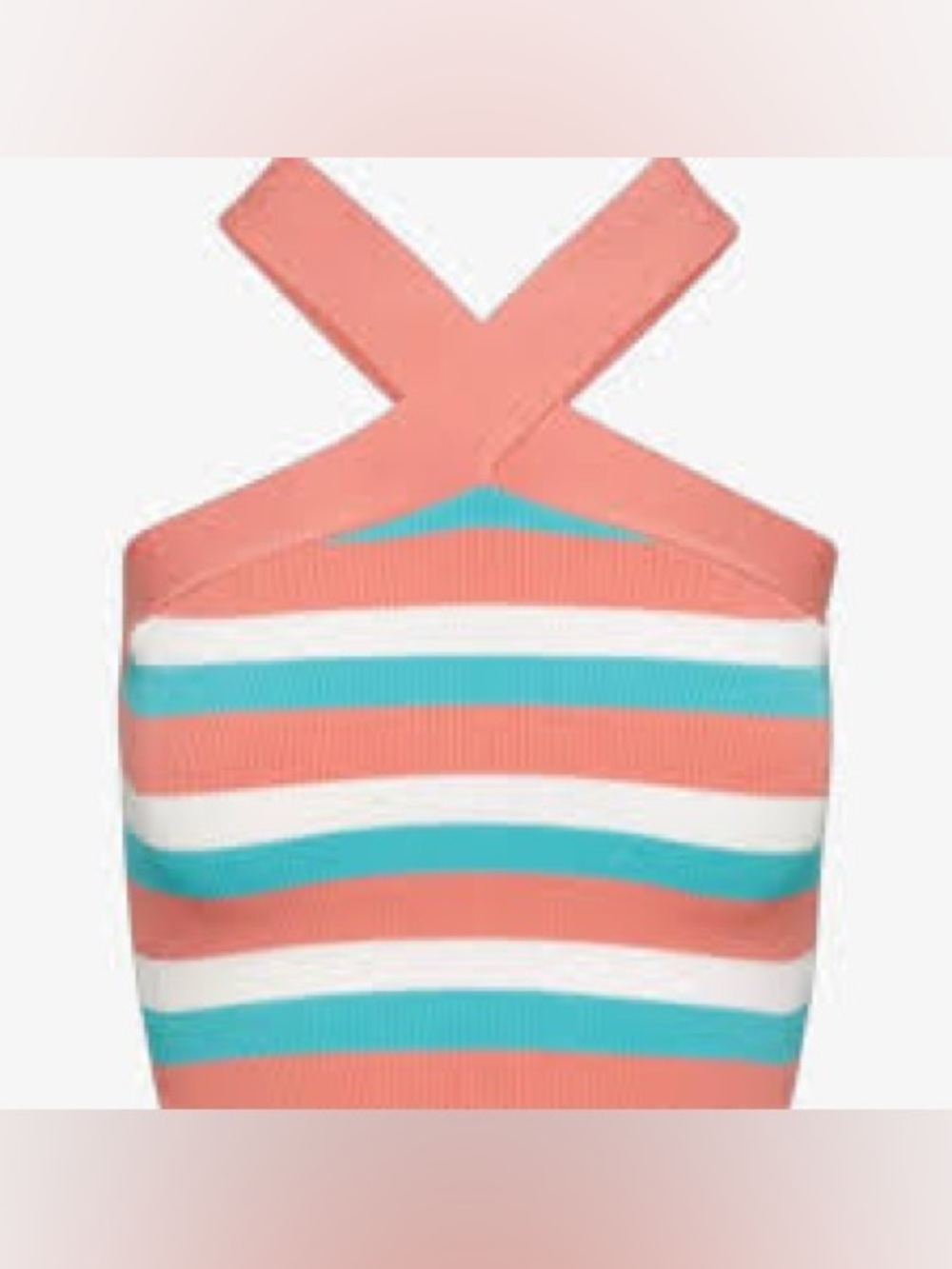 Aritzia Scult Striped Cross-Back Knit Tank Top - Coral, White & Turquoise Size M